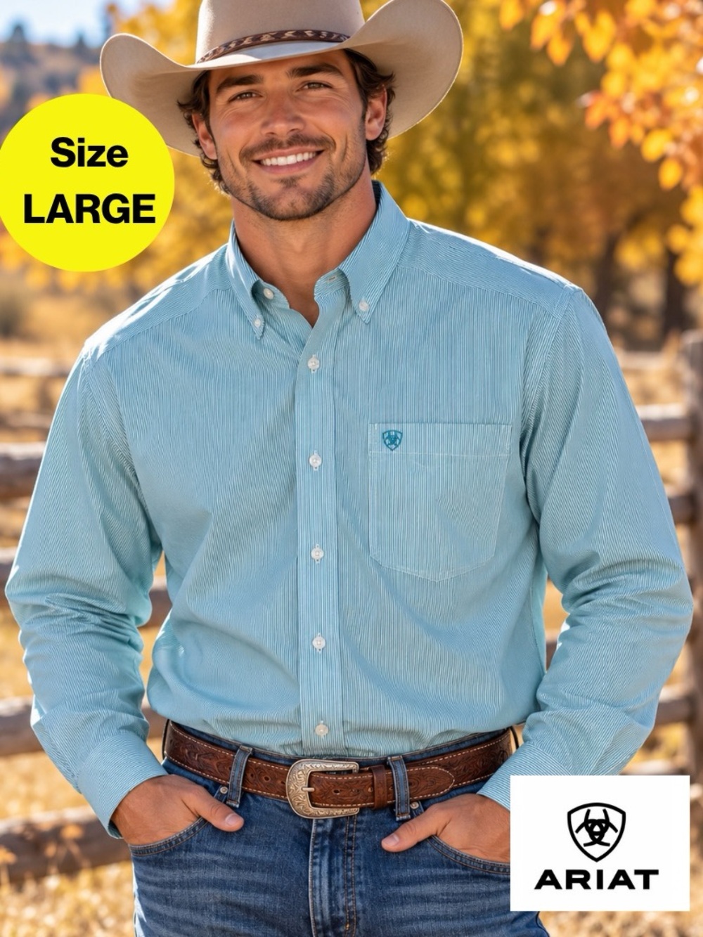 ARIAT PRO Series 🤠 Striped Button Down Shirt (Men’s Large)